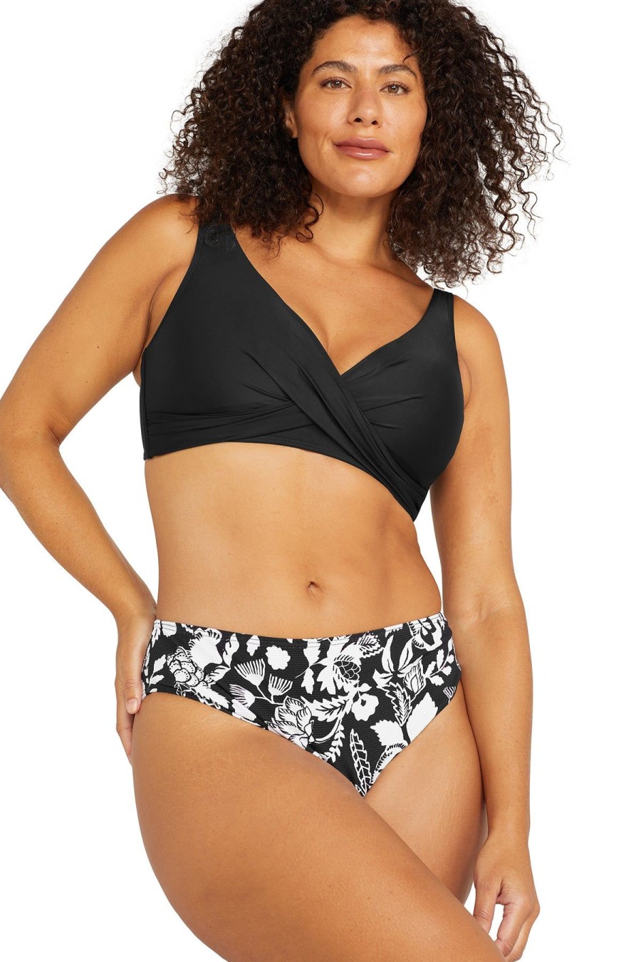 Women Artesands Bottoms | Cantata Forte Black Monet Curve Fit Mid Rise Swim Pant