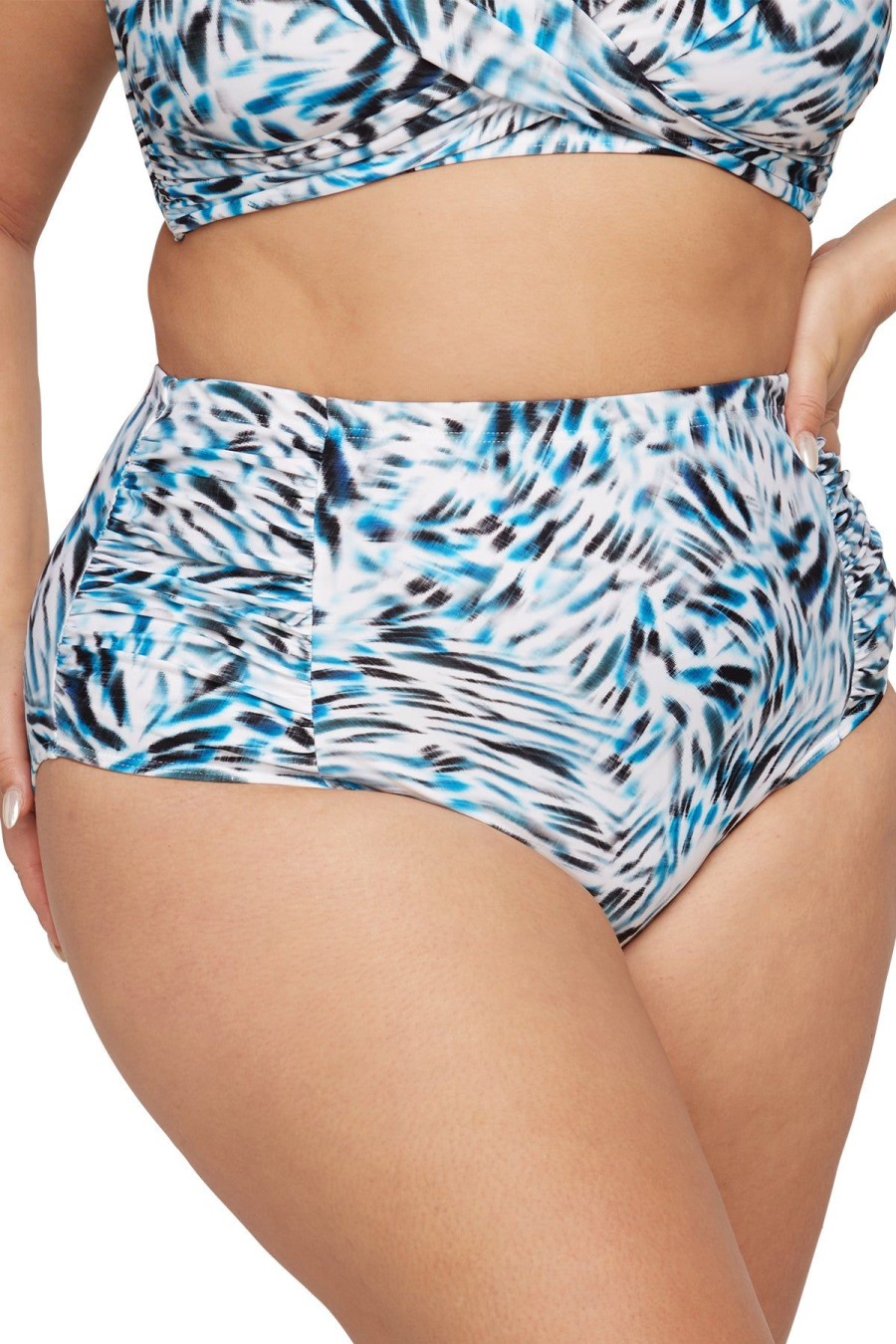 Women Artesands Bottoms | White Ze Blu Botticelli High Waist Swim Pant