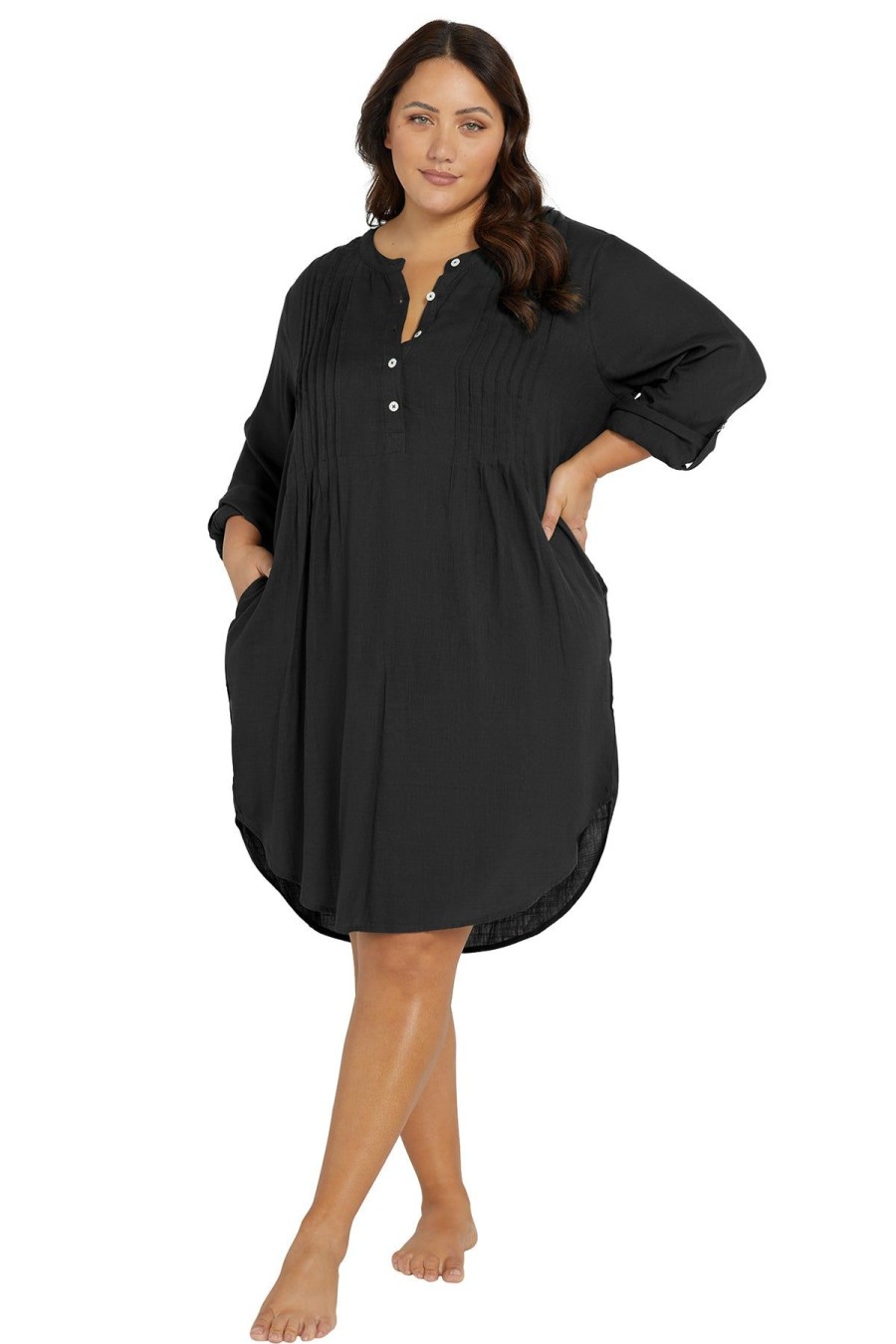 Women Artesands Shirt Dresses | Black Gershwin Cotton Beach Shirt