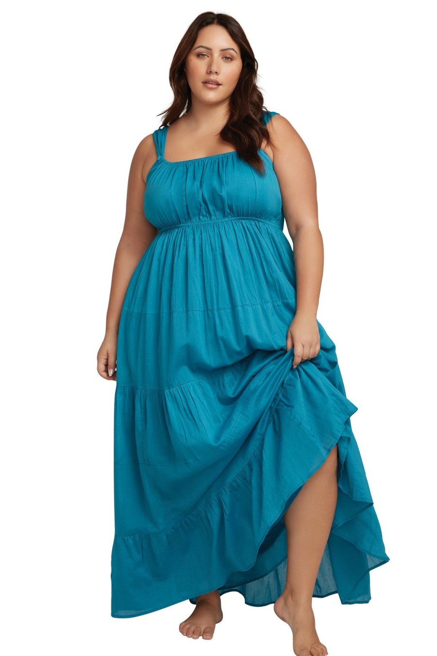 Women Artesands Maxi Dresses | Teal Liszt Maxi Beach Maxi Dress