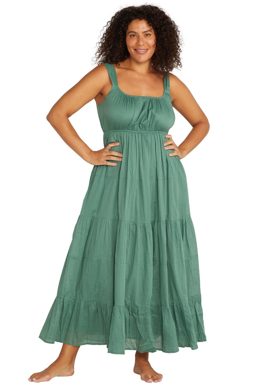 Women Artesands Maxi Dresses | Green Liszt Beach Maxi Dress