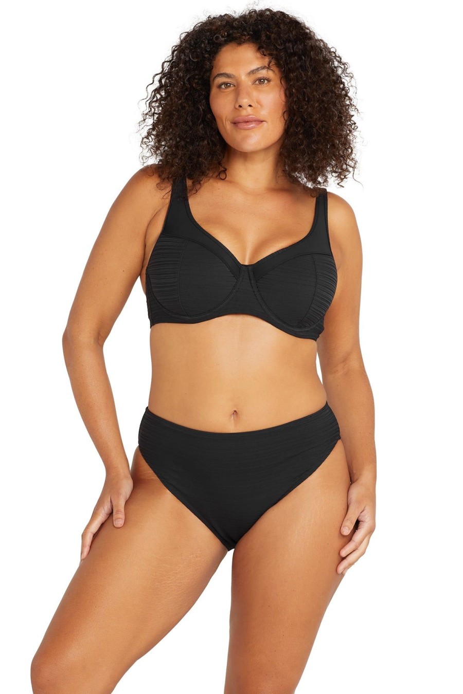 Women Artesands Bottoms | Black Aria Monet Mid Rise Bikini Bottom