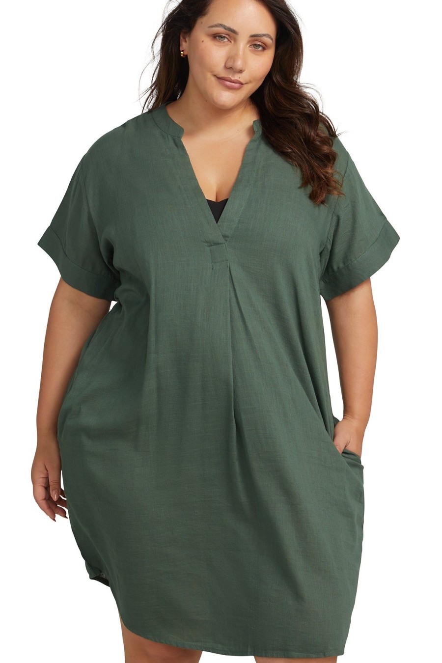 Women Artesands Shirt Dresses | Green Amadeus Beach Dress