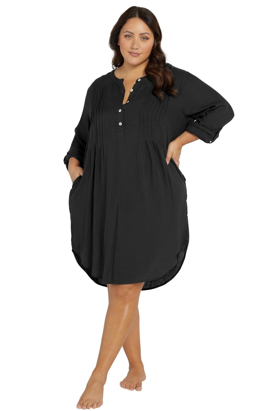 Women Artesands Kaftans | Black Gershwin Cotton Beach Shirt