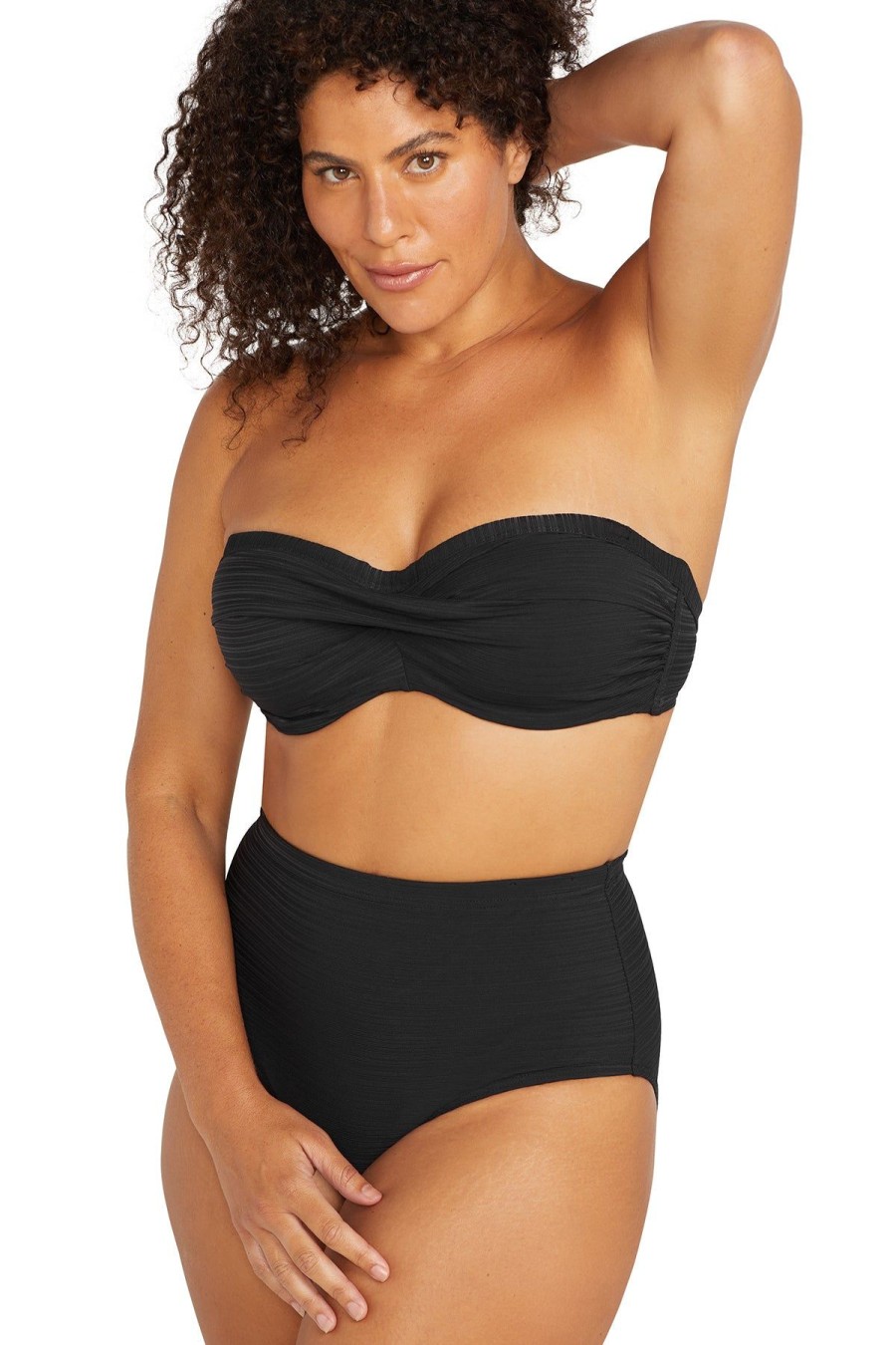 Women Artesands Bikini Tops | Black Aria Botticelli Bandeau D Dd Underwire Bikini Top