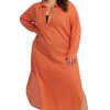 Women Artesands Shirt Dresses | Orange Monteverdi Beach Maxi Dress