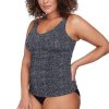 Women Artesands Tankini Tops | Black Zig Zag Raphael E/F Cup Underwire Tankini Top