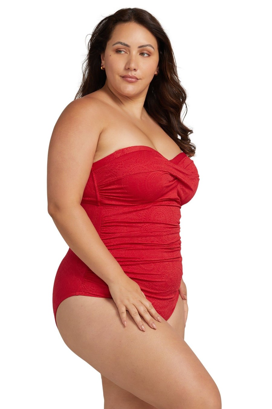 Women Artesands One Pieces | Red La Traviata Botticelli Bandeau One Piece Swimsuit