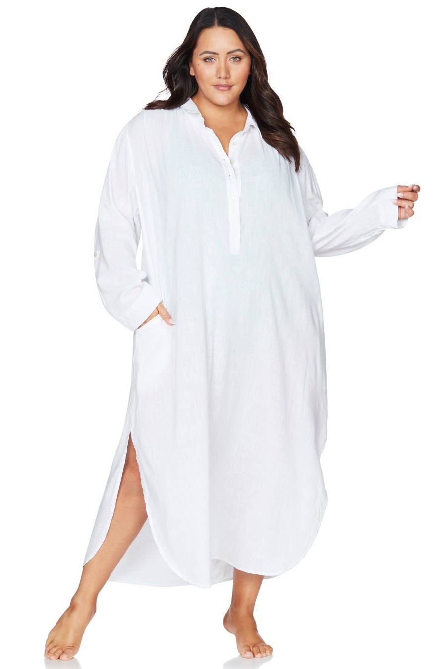 Women Artesands Shirt Dresses | White Monteverdi Beach Maxi Dress