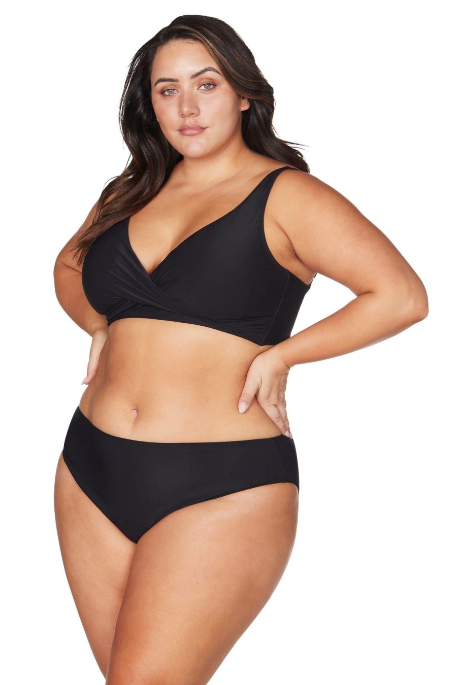 Women Artesands Bottoms | Black Hues Monet Mid Rise Bikini Bottom