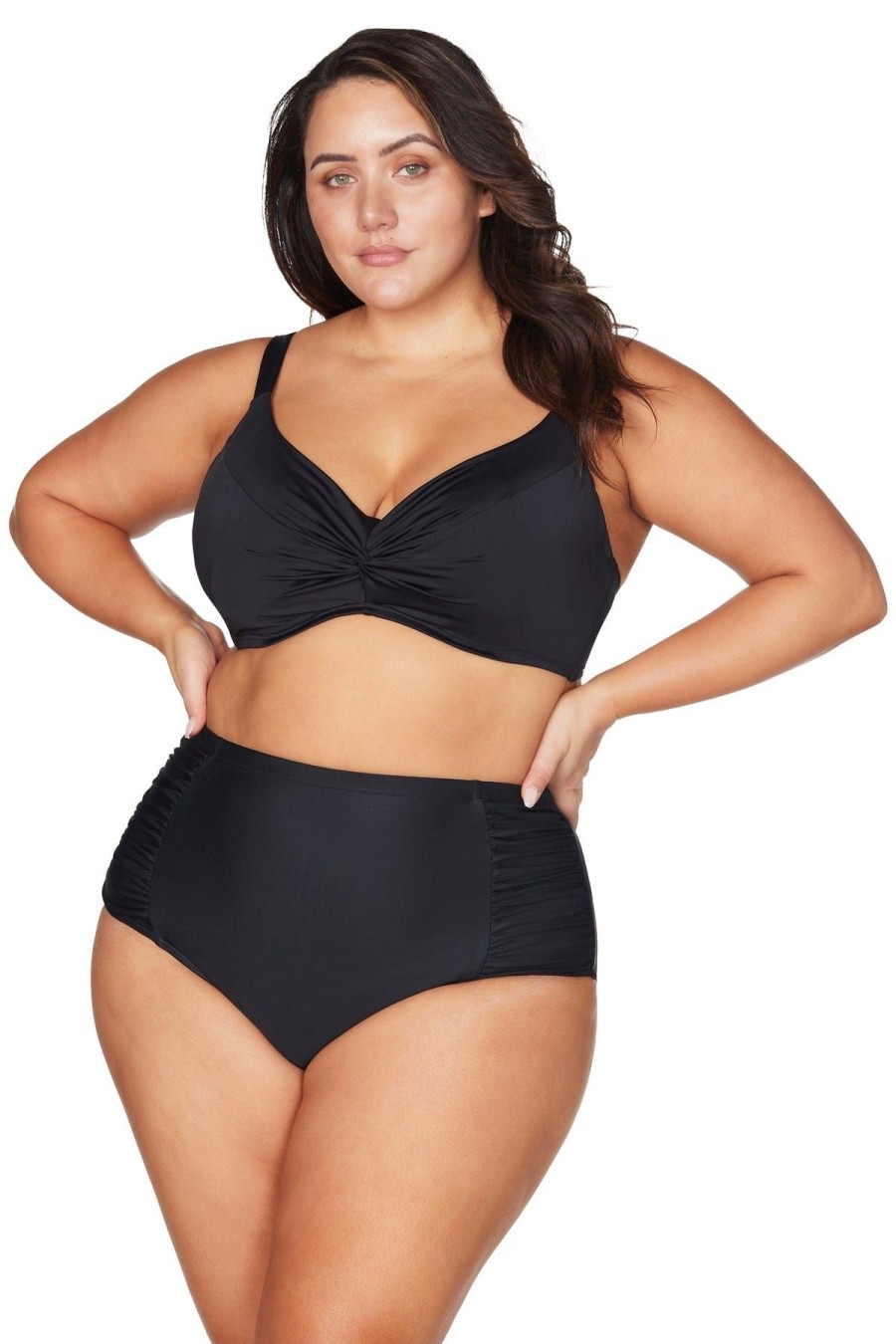 Women Artesands Bottoms | Black Hues Botticelli High Waist Bikini Bottom