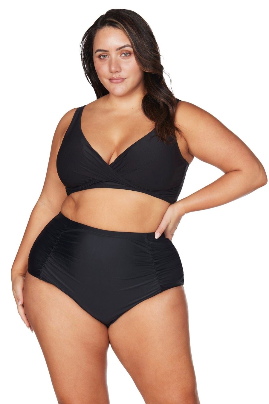 Women Artesands Bottoms | Black Hues Raphael High Waist Bikini Bottom