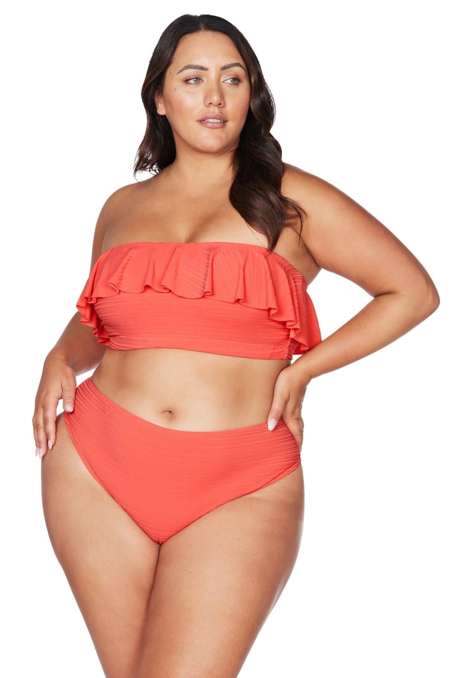 Women Artesands Bottoms | Aria Coral Monet Mid Rise Swim Pant